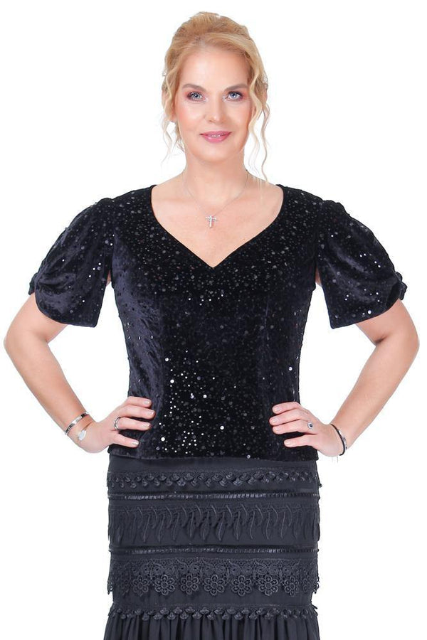 Bluza catifea cu paiete  Liza Panait Liza Panait Online Boutique